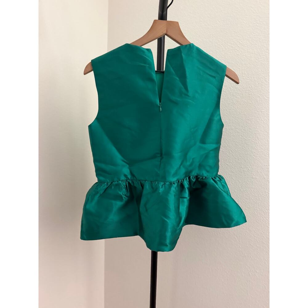 New PROSPERINA MORRIGAN EMERALD GREEN PEPLUM TOP XS - Picture 5 of 6
